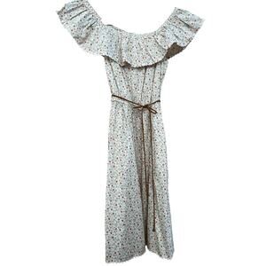 Undrest Charlotte Off-The-Shoulder Ruffle Nightie Dress | Sz M Cotton Floral
